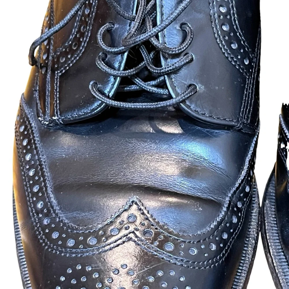 Cole Haan Mens Black Leather Loafers Shoes Oxford Brogues Wingtips Classic 10